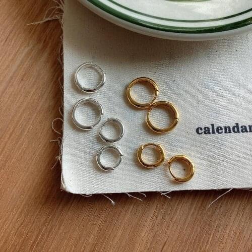 NEW 925 sterling silver earring Fashionable Circle earrings INS simple trend wild cute sweet girl women boy silver ear jewelry