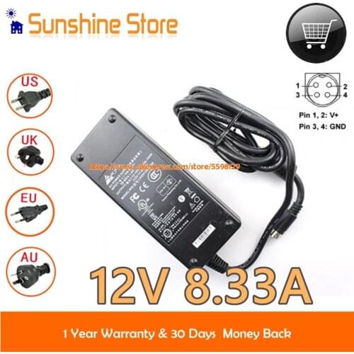 Genuine Adapter Sun Fone ACD120C-12R ADC120C12R AC Power Supply 12V 8.33A Round With 4 Pin Laptop Charger