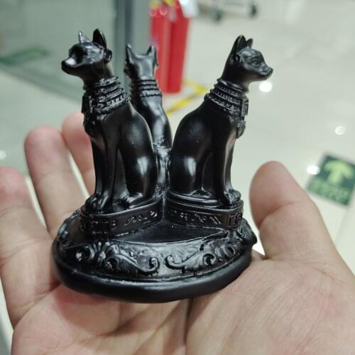 1pcs Black Resin Three Cats Shaped Pedestal Animal Base Foundation For Ball Egg Carved Home Decoration Gift