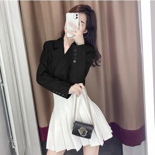 Blazer Women Jackets Long Sleeve Short Vintage JK Suits With Loose Button Outerwear Suit Jackets Femme Ropa Conjuntos Mujer Coat