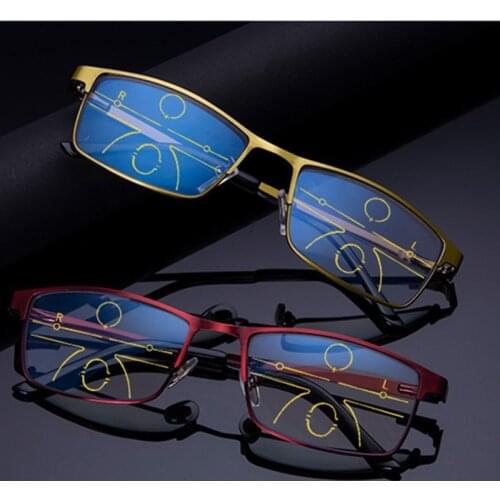 Progressive Multi-focus Reading Glasses for Men Women 2020 Anti-blue Light Near Far Reading Glasses Anti-radiation Metal Gafas