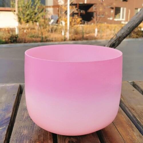KVKA 8" Note C/D/E/F/G/A/B Chakra Rainbow Frosted Quartz Crystal Singing Bowl For meditation