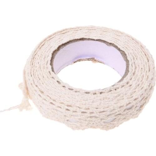 Roll Tape Lace Decorative Adhesive Sticker Galon Gift Masking Tape Crafts Fabric 1.7m beige cotton