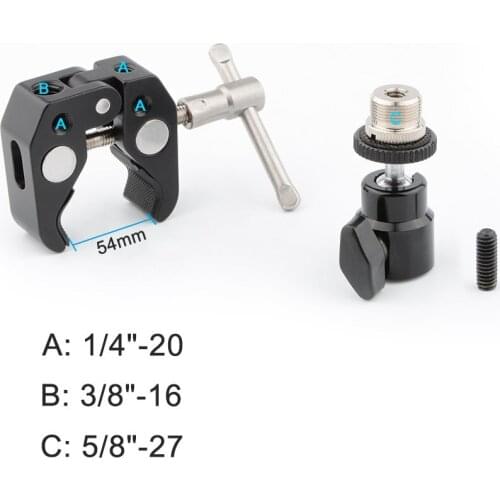 Crab Clamp Articulated 1/4 Mini Ball Head for Microphones