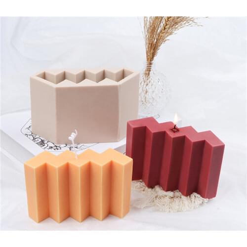 Geometric Wave Shape Silicone Candle Mold for Candle Making 3D Waves Cuboid Soap Aromatherapy DIY Making Mold Craft Supplies