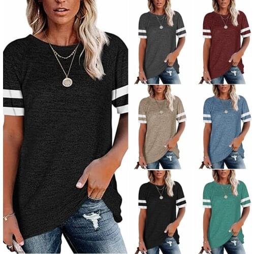 Short Sleeve Tunic for Womens Summer Crew Neck Shirt Casual Loose Fit Tops T-shirts Classic Casual Tee
