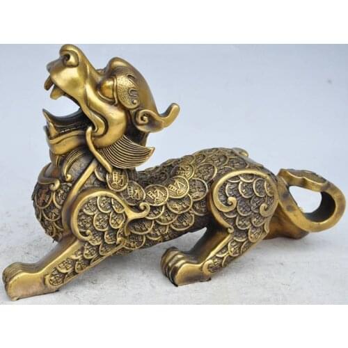 Navidad latón chino riqueza dinero moneda Lingot ruyi cola pixiu unicornio bestia Estatua de la suerte halloween