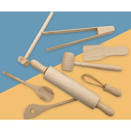 Funny Children Kitchen Utensils Toy Pretend Playset Spoon Shovel Clip Rolling Pins 8pcs Hand-eye Coordination Toddler Accessory