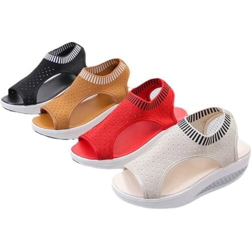2021Summer Women Sandals Open Toe Casual Ladies Wedge Shoes Hollow Out Slip-On Mesh Platform Female Sandalias Zapatos De Mujer