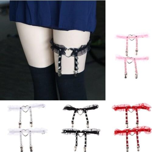 Women Heart Decor Sexy Garters Adjustable Leg Strap Garters Suspenders