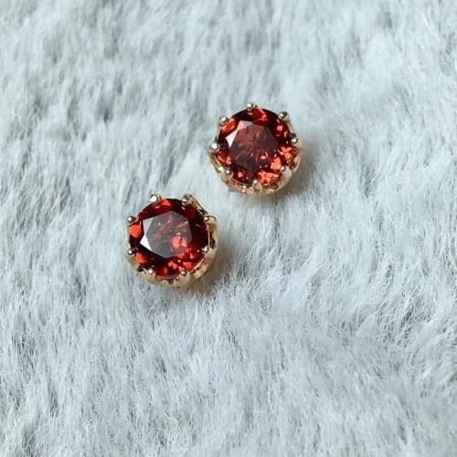 Elegant simple round natural red garnet stud earrings Natural gemstone earrings S925 silver girl women earrings party jewelry