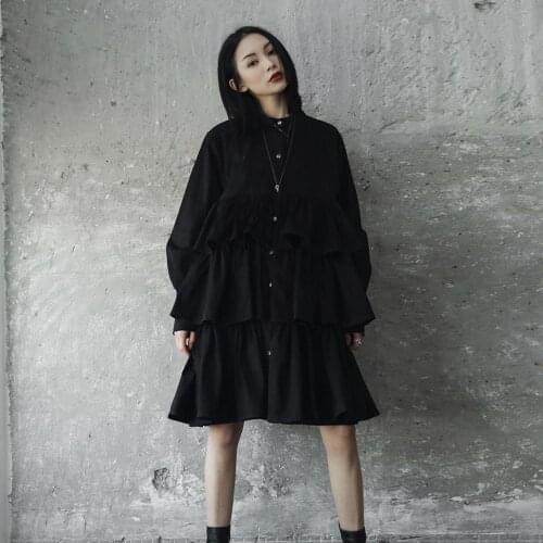 Owen seak Women Cotton Dress High Street Style Ball Gown Clothing Autumn Dust Women Dress Black Dress