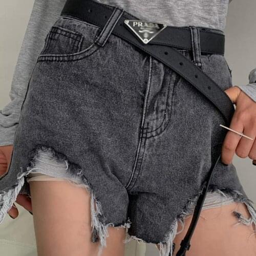 2021Summer Ripped Denim Shorts Womens Short Jeans Wide Leg Shorts Vintage High Waist Womens Jeans Shorts Ladies Bottom