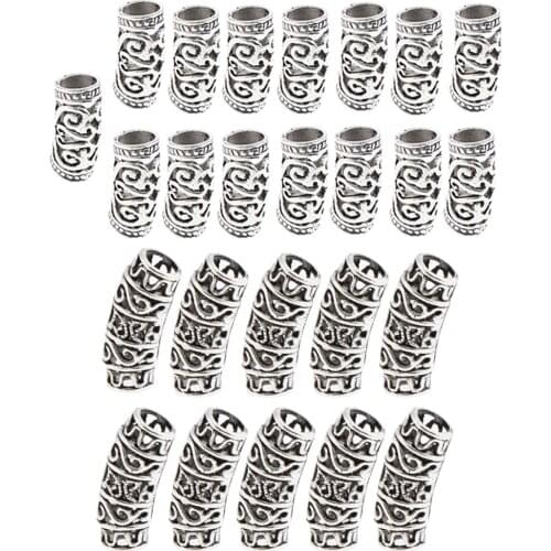 25pcs Dread Locks Beads Hair Rings Adjustable Hair Braid Cuff Clip Silver Color Braiding Jewelry Beard Hair Decor Accessories