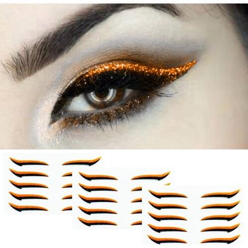 3 Packs of Reusable Glitter Eyeliner Stickers Makeup Self-adhesive Eye Line Strip Sticker Eye Makeup Eyelid Sticker Eye Shadow
