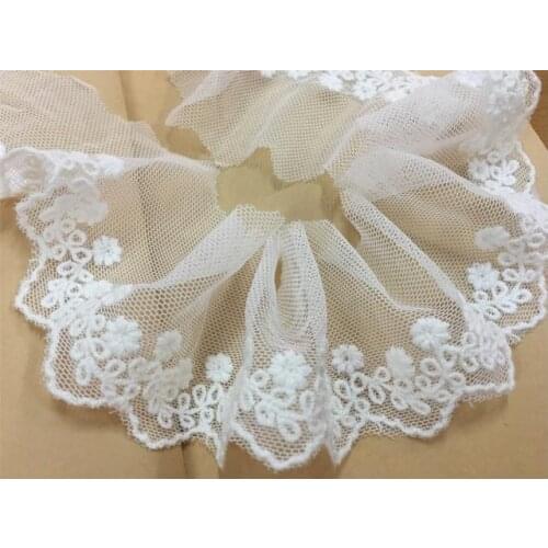 4 Meters Cotton DIY White Lace Fabric Embroidery Tulle Beautiful Lace Trim Mesh for Dress 6cm Width