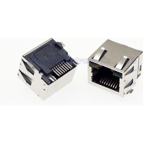 5pcs RJ45 Network Socket Female Modular Lan connector With Shielded With shrapnel With LED Lamp