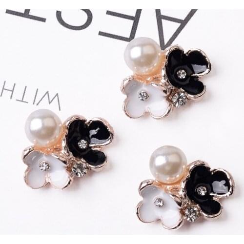 50pcs 18*21mm Gold color New fashion Alloy Material Enamel Pearl Flower charm for DIY Handmade Jewelry Making wholesale