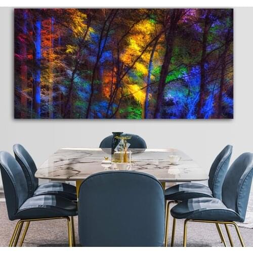 Abstract Tree Oil Painting Wall Art Large Size Colorful Forest Trees Canvas Poster Art Prints Modern for Living Room Home