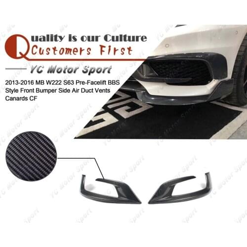 Car Accessories Carbon Fiber Pre-Facelift BBS Style Front Bumper Canard Fit For 2013-2016 MB W222 S63 Side Air Duct Vent Canard