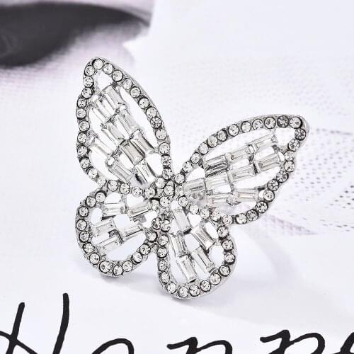 Zircon Butterfly Women Ring Open Hollow Elegant Ring Accessories Anniversary Valentine Day Women Jewelry Fashion Style Ring