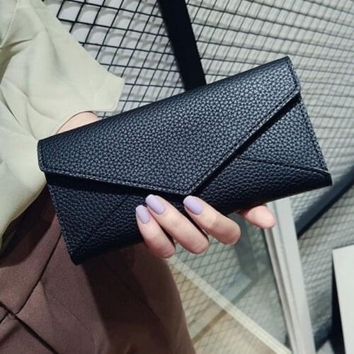 Women Long Wallets Clutch Multi-Card Holder Pocket Tri-Fold Female Money Bag Fashion PU Leather Hasp Ladies Envelope Coin Purse