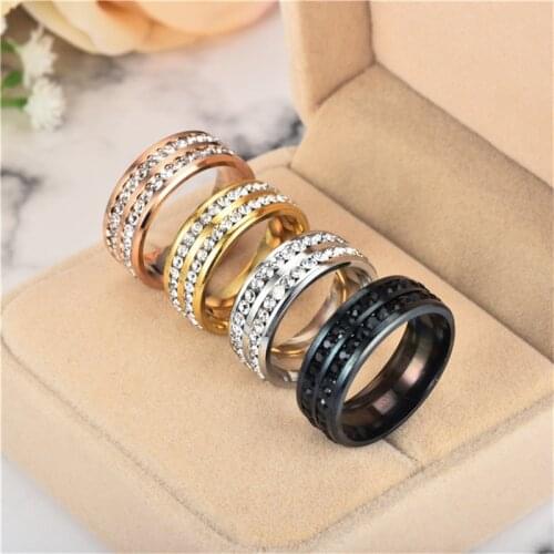 Classic Two Tone Men Finger Ring Female Fashion CZ Crystal Rings Women Silver Color Wedding Rings Jewelry