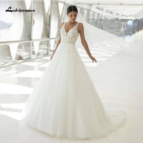 Lakshmigown Wedding Dresses Boho 2021 Back Button Bohemian Bridal Gowns Beach Tulle Wedding Gown Plus Size vestido de novia