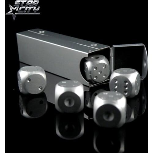 16MM Aluminium Alloy Dice Set Silver/Gold Solid Dominoes Drinking Gambling Dice Metal Case Poker Accessory Unique Gift
