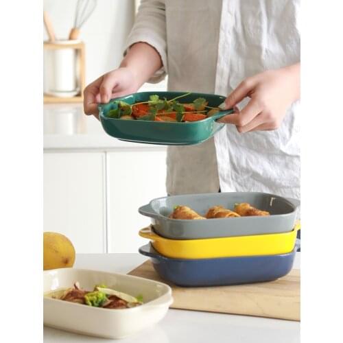 2021 New Solid Color Ceramic Household Microwave Oven Tableware Baked Rice Bakeware