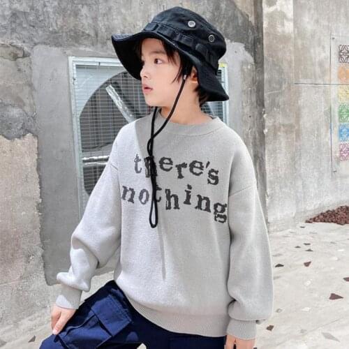 Autumn Spring Sweater For 5-14 Years Boys Long Sleeve Warm Knitted Pullovers Soft Casual Knitwear Kids Knitted Tops 5-14 Years