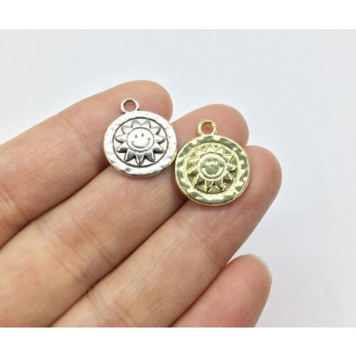 Eruifa 20pcs 15mm Sun gold/Silver plated Zinc alloy Charms Pendant Jewelry DIY Necklace 2 colors