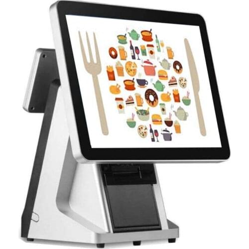 POS System for Restaurants Apply POS Machine with Bulit-in 58mm Printer VFD 15'' Touch Screen Point of Sale High Quality