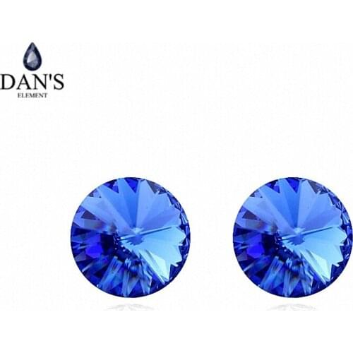 DANS ELEMENT 7 Colors Real Austrian crystals Stud earrings for women Earrings s New Sale Hot Round 96555Blue