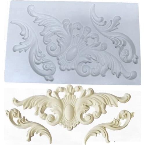 Silicone Molds European Baroque Style Relief Border Clay Mould DIY 3d Flower Lace Decorating Tools Epoxy Resin Plaster Mold Mat