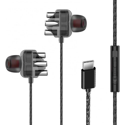 Type-C Double Moving Coil In-Ear Sports Earphone with Mac Coaxial bass HiFi is suitable for Samsung, Huawei and Xiaomi