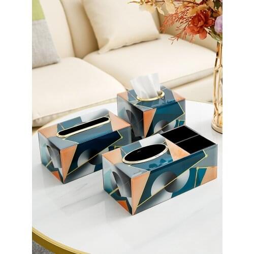 Light Luxury Glass Paper Tissue Box Living Room Coffee Table