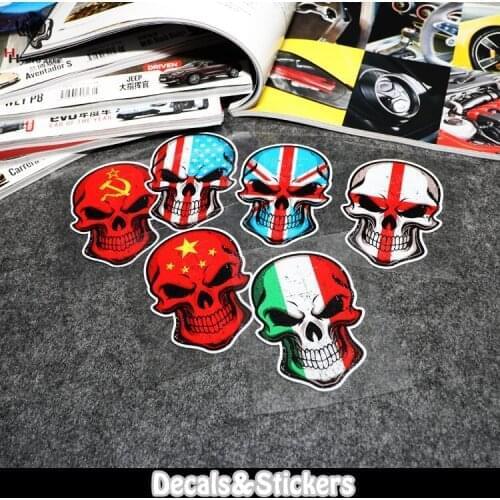 NO.L035 SKULL National Flag Colorful 3M Reflective Stickers MOTO GP Car Sticker Waterproof Decals Racing Motorcycle