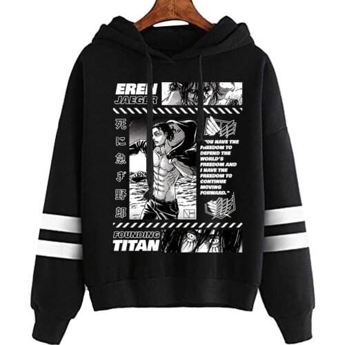 Attack on Titan AOT Hoodies Eren Jaeger Sweatshirts Cozy Tops Pullovers Sudadera felpa moletom