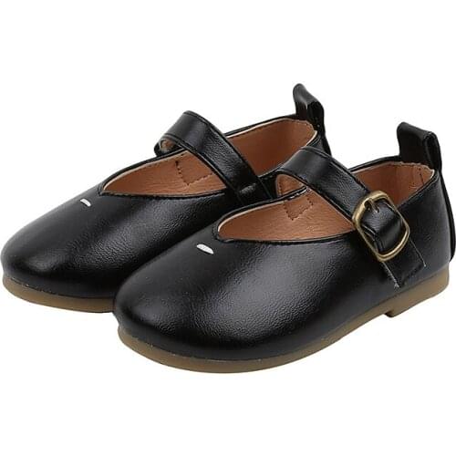 Little Girls Leather Shoes Black Shoes For Wedding Party Kids Flats Children Leather Shoes Classic Simple Design Elegant 21-30