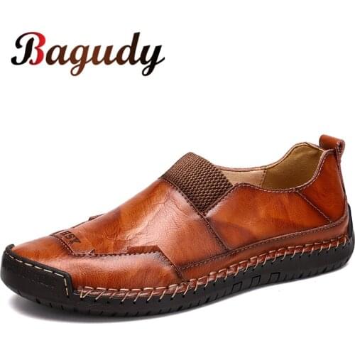 Brand Men Leather Casual Shoes Slip on Black Shoes Real Leather Loafers Mens Moccasins Shoes Italian Designer Shoes Plus Size 48