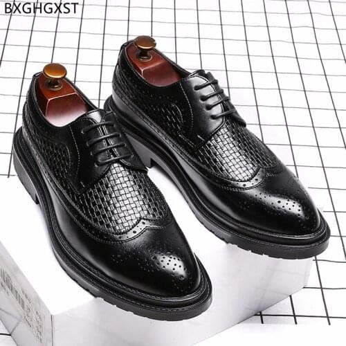 Oxford Dress Shoes Mens Fashion Brogue Man Leather Shoes Men Formal Black Office Shoes for Men 2021 Zapatos De Hombre Chaussure