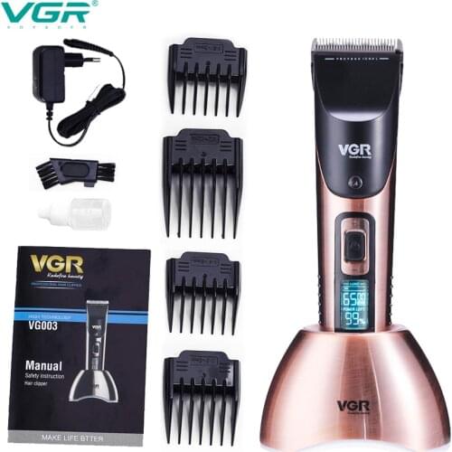 VGR V-003 Washable Rechargeable Hair Clipper Professional Barber Trimmer with Carbon Steel Cutter Head LED Beard Trimmer Shaver