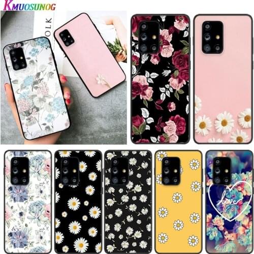 Vintage Flowers for Samsung A91 A81 A71 A72 A52 A51 UW A42 A41 A32 A31 A21 A12 A02S A11 Black Phone Case