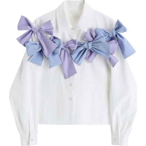 Women T-shirt 2021 New Spring Autumn Sweet Full Bow Solid O-Neck Girls Clothes Sweet Tops