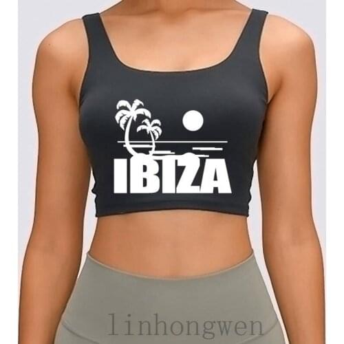 Ibiza Women Tank Top Crew Neck Basic Solid Summer Style Natural Fitness Basic Design Crop Top