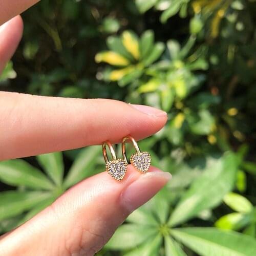 2019 Gold Copper Heart White AAA Cubic Zirconia clip Earrings Fashion Jewelry Wedding Party Gift Womens Fashion