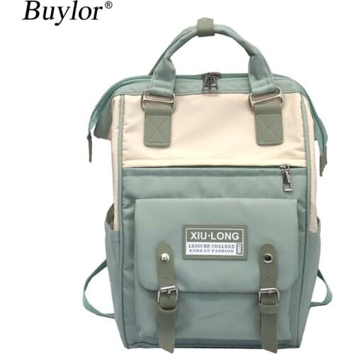 Buylor Women Backpack Girls Cute Ring Bag Travel Laptop Backpack Women Notebook Back Pack Patchwork Bagpack