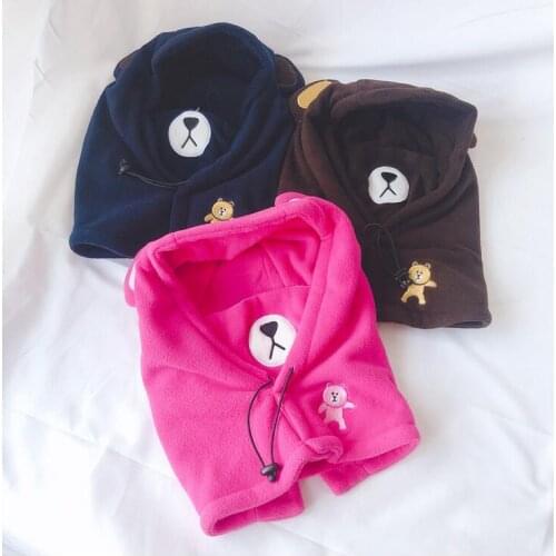 Winter Childrens Windshield Face Protection Collar Mask One-piece Hooded Cold and Warm Bear Windproof Headgear