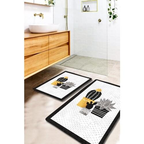 Gold Tropical Yellow Gray Black Cactus Washable 2-Bath Mat Mat Toilet Seat Set flashy gift decoration trend bathroom carpet